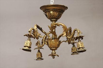 Appraisal: Louis XV-Style Gilt-Metal Four-Light Electrolier Approx in in diam