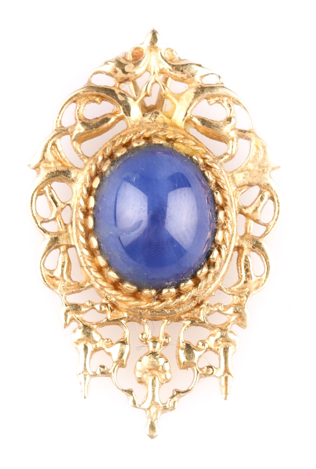 Appraisal: A Star Sapphire Pendant K gold filigree pendant oval sapphire