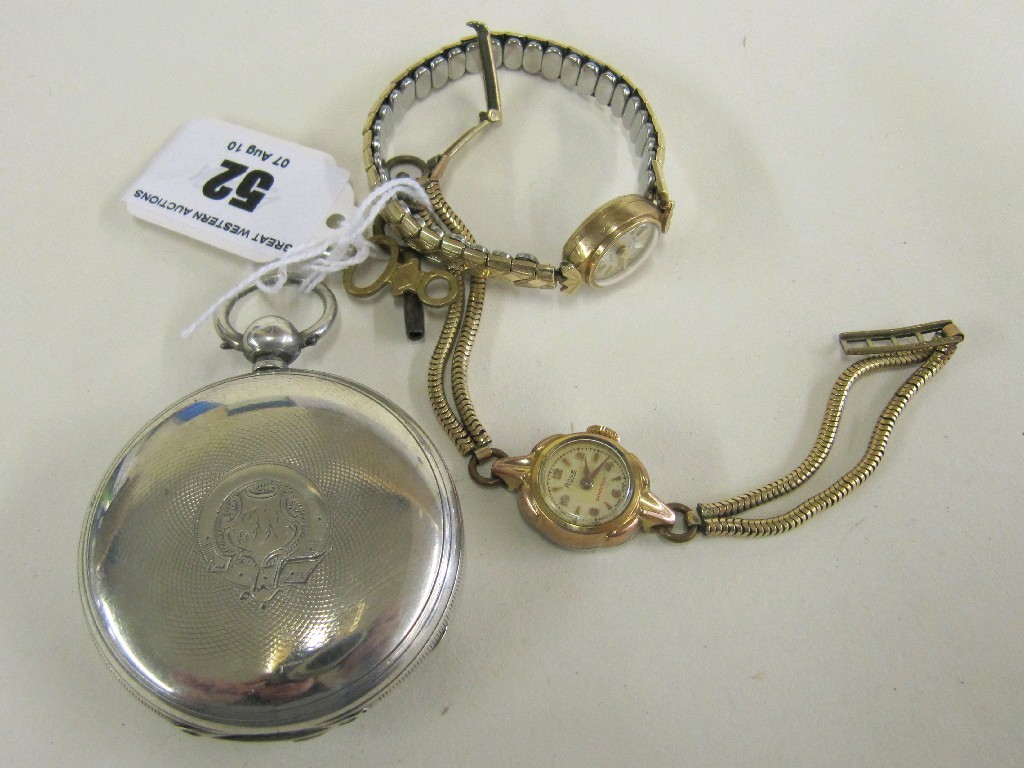 Appraisal: Silver pocket watch by Bennet hallmarked London and a ladies