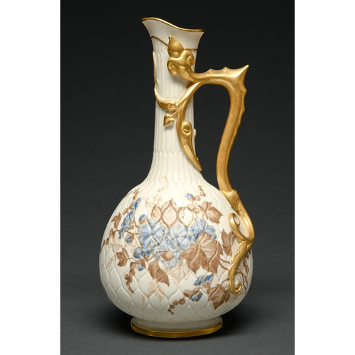 Appraisal: A Royal Worcester scale moulded ewer with gilt chilong handle