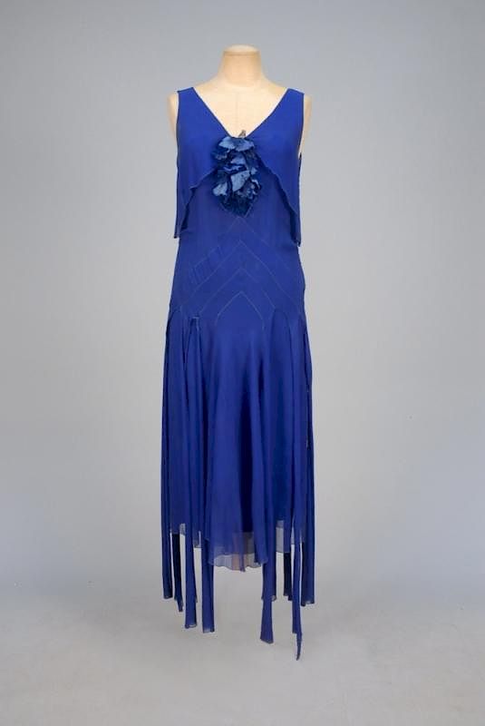 Appraisal: CHIFFON EVENING DRESS s Sleeveless sapphire blue silk having bias-cut