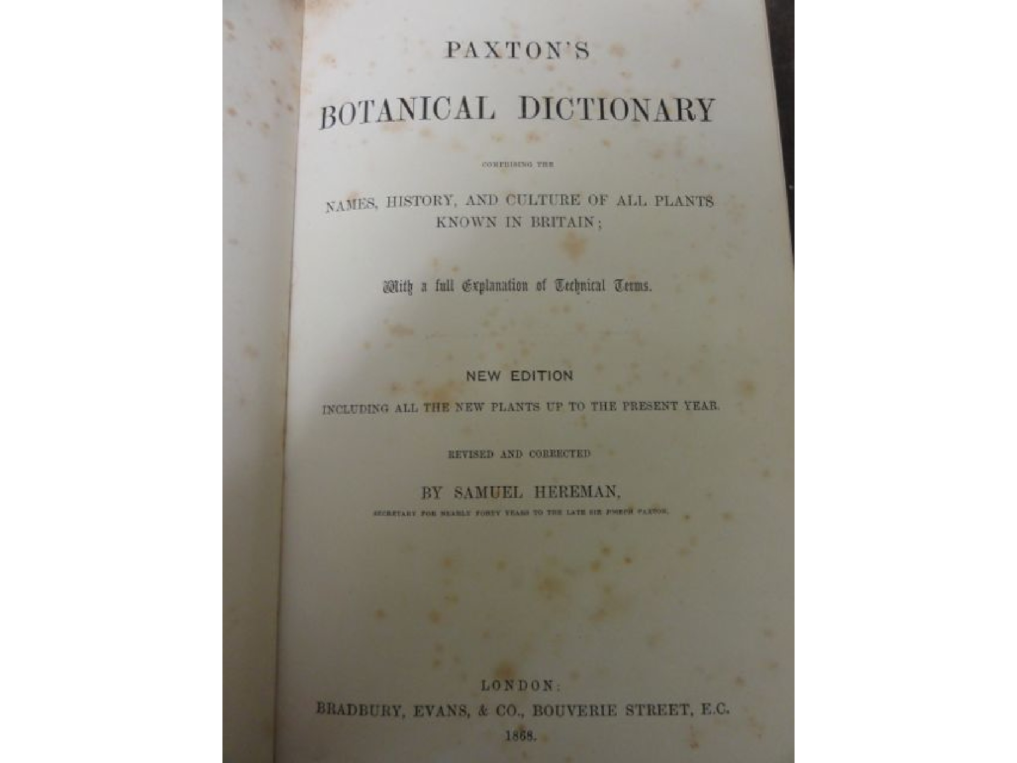 Appraisal: volumes of botanical works including Paxton's Botanical Dictionary leather bound