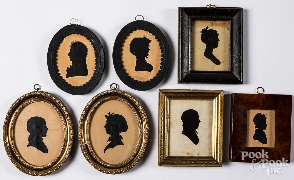 Appraisal: Seven portrait silhouettes early th c Seven portrait silhouettes early