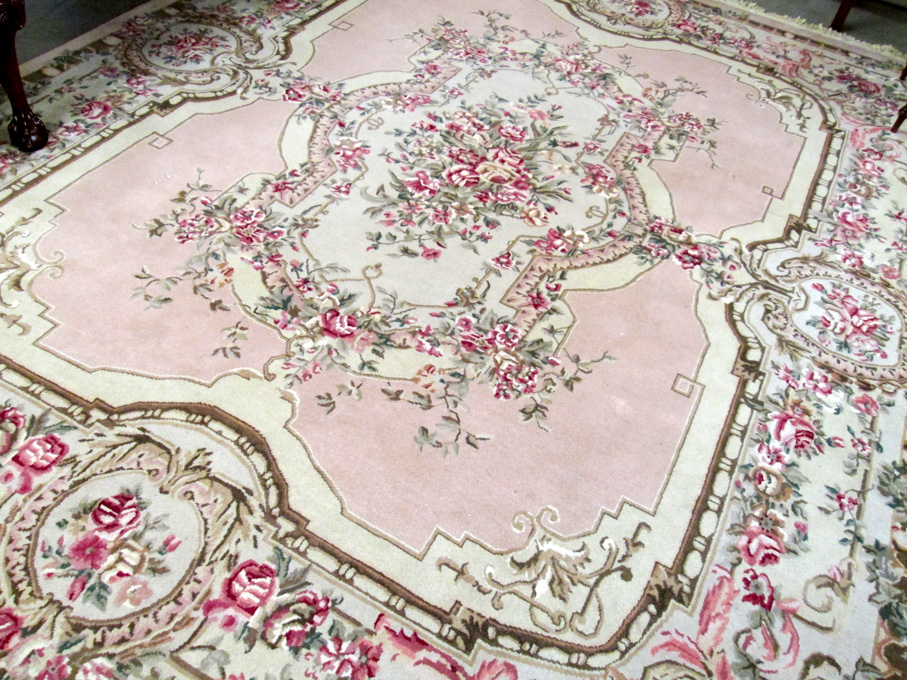 Appraisal: HAND KNOTTED CHINESE CARPET French Aubusson design ' x '