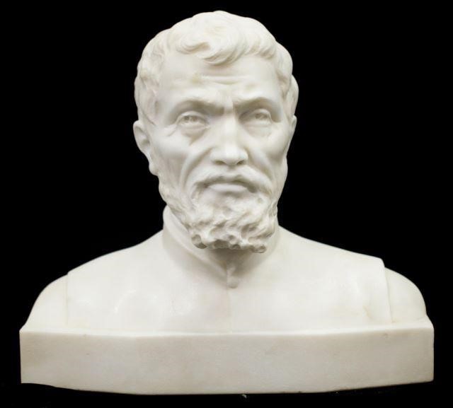 Appraisal: Carved marble bust Bearded Gentleman approx h l w lbs