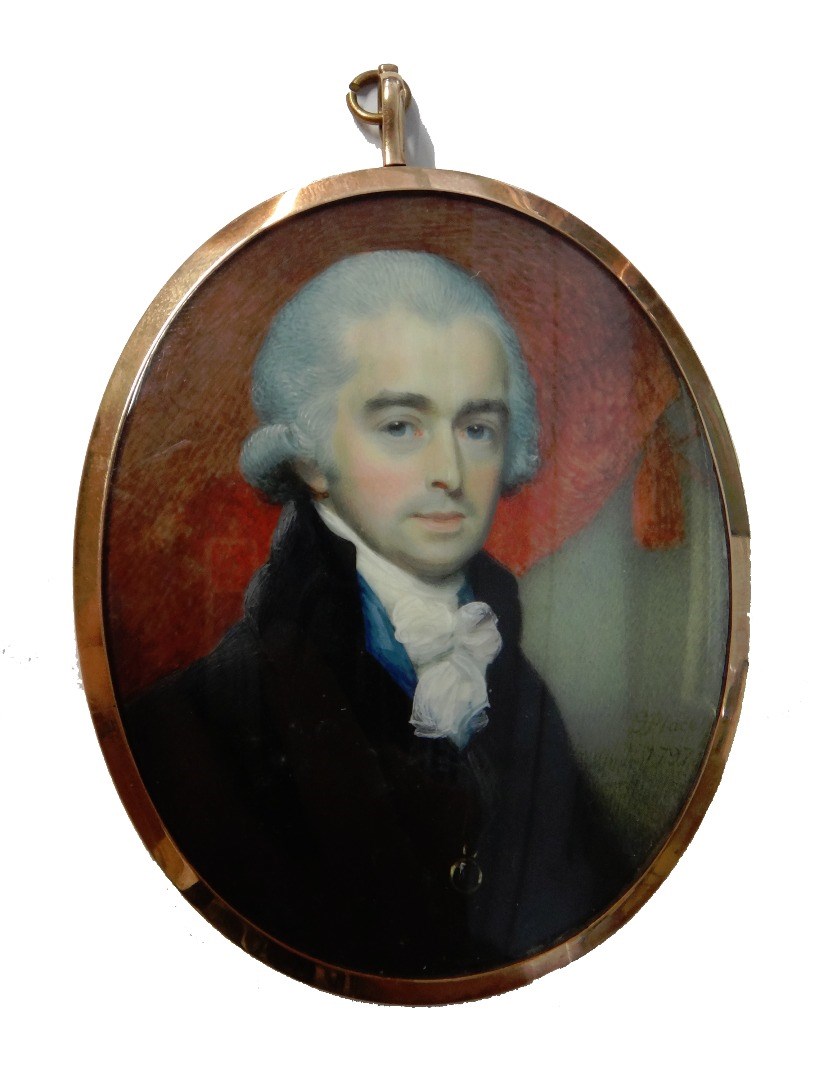 Appraisal: George Place - Irish portrait miniature on ivory of Thomas