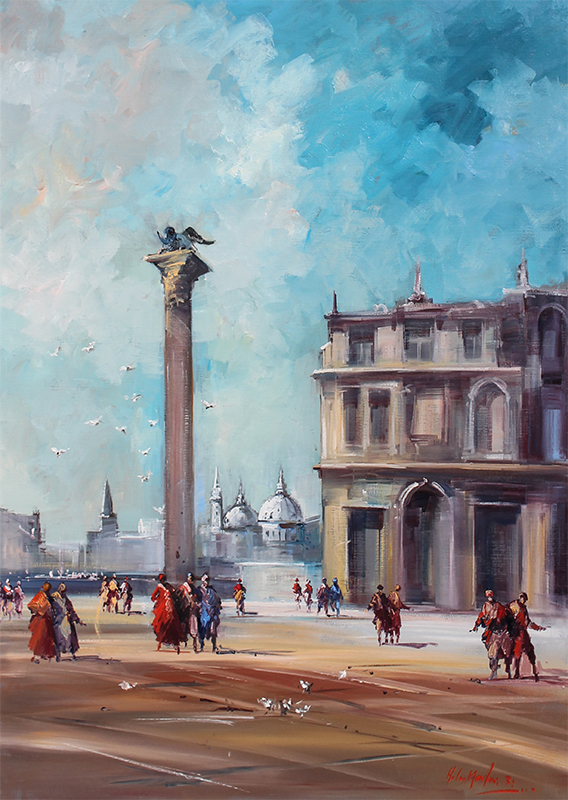 Appraisal: MARTINI Noberto Italian - ''Mercanti a Venezia'' Oil Canvas ''