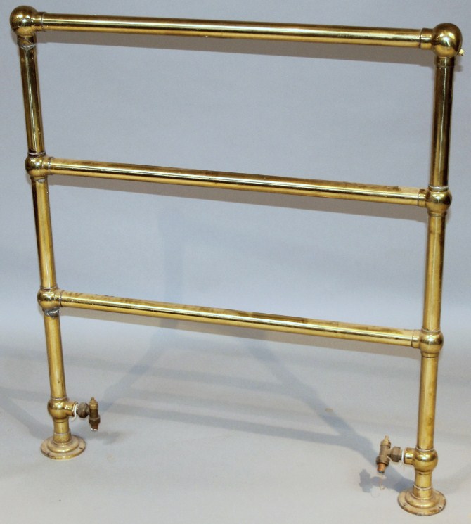 Appraisal: A thC brass towel rail in three sections with an