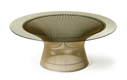 Appraisal: Brass and glass coffee table Warren Platner american b H