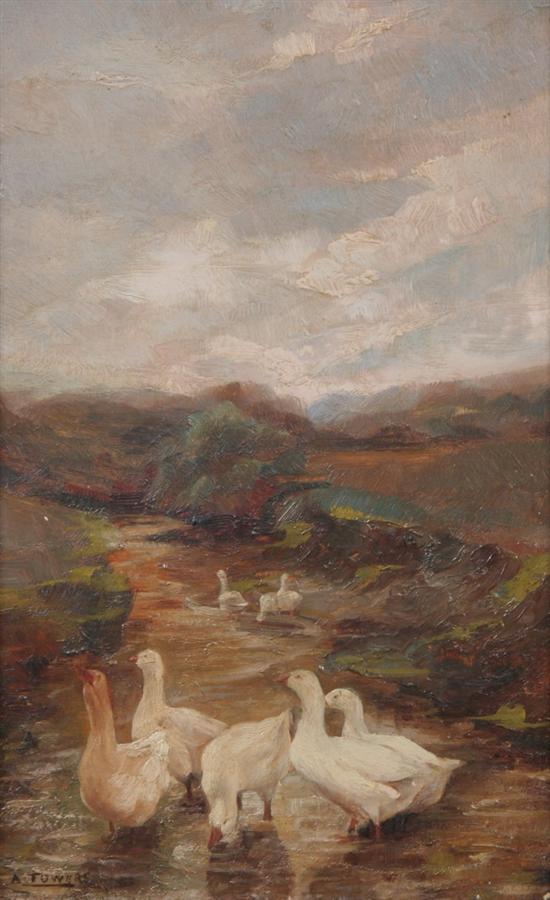 Appraisal: ALFRED TOWERS English th th Century WHITE GEESE IN A