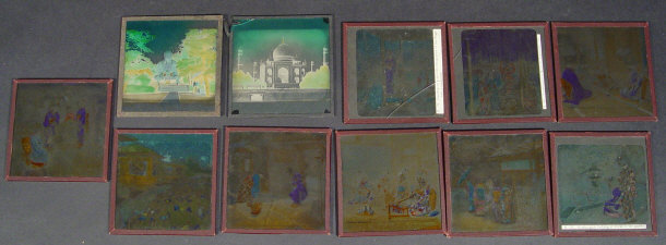 Appraisal: Small collection of hand coloured Japanese glass photographic slides depicting