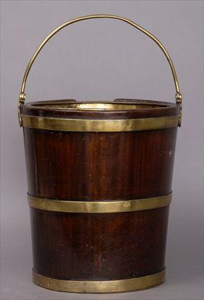 Appraisal: GEORGE III BRASS-MOUNTED MAHOGANY PLATE PAIL Of cylindrical form with