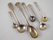 Appraisal: Six various hallmarked sterling silver condiment spoons including Georgian examples