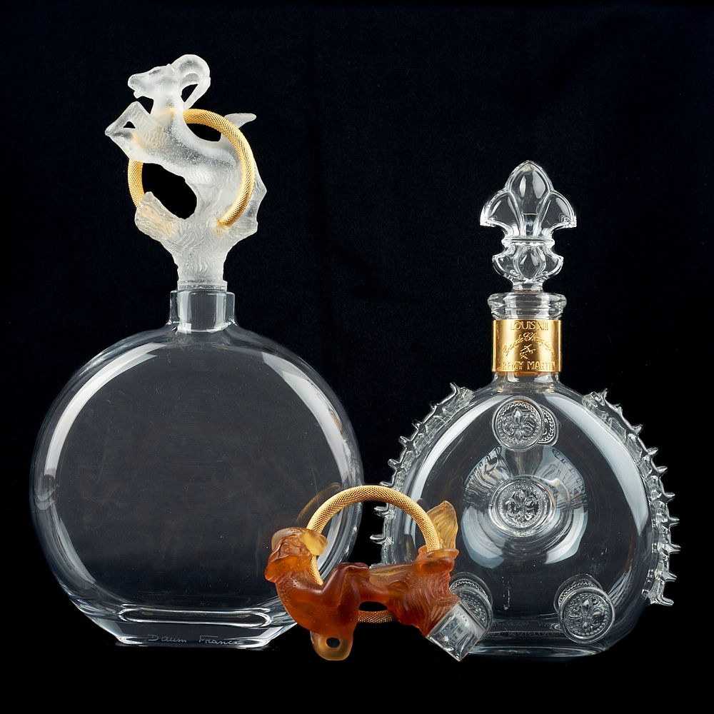 Appraisal: Grp Daum Nancy Baccarat Decanters Group of two crystal glass