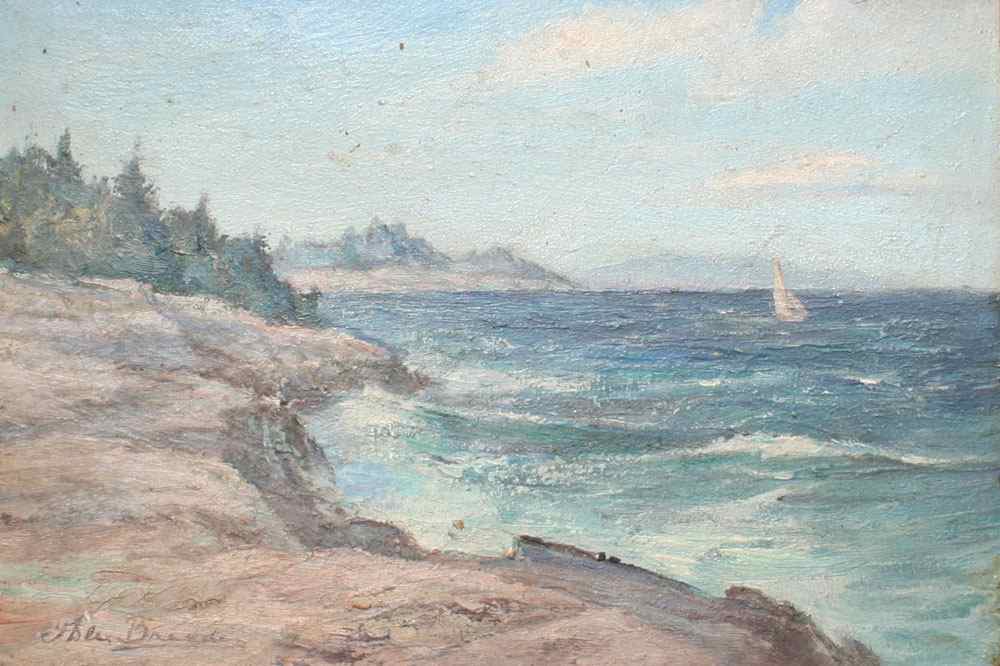 Appraisal: BREADE Alex American th C Coastal Scene With Sailboat Oil