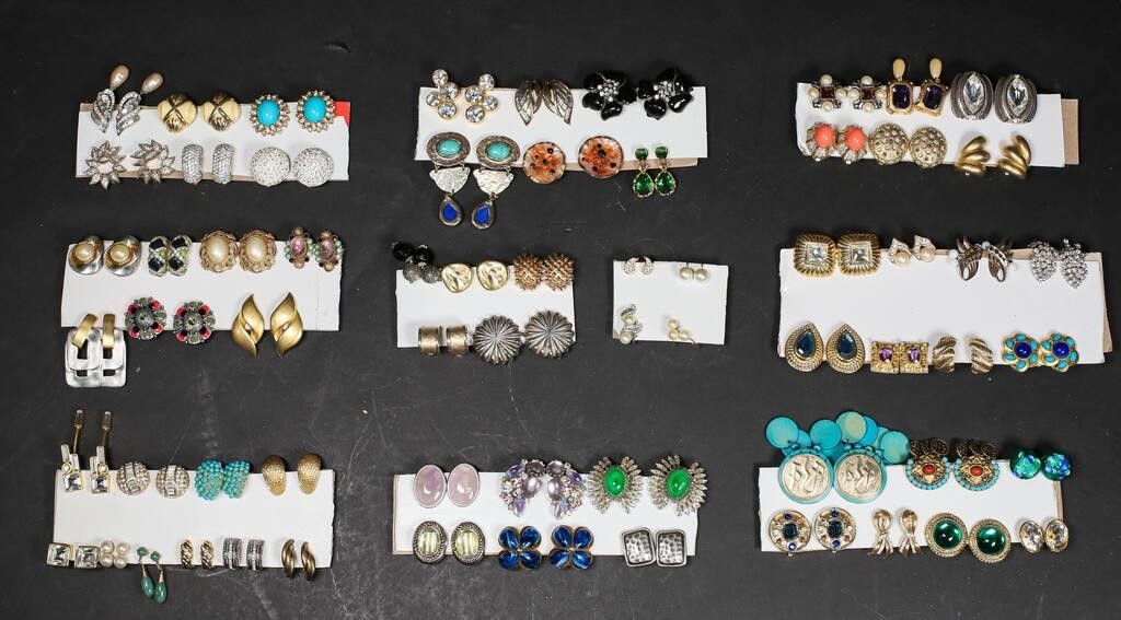 Appraisal: Grouping of costume jewelry clip on earrings Featuring designers such