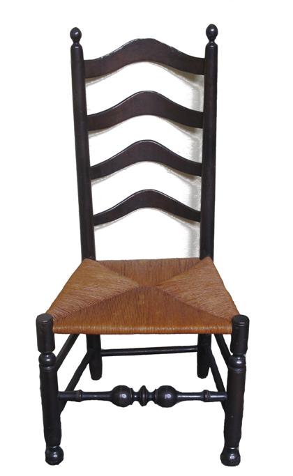 Appraisal: Rush seat ladder back side chair pennsylvania late th early