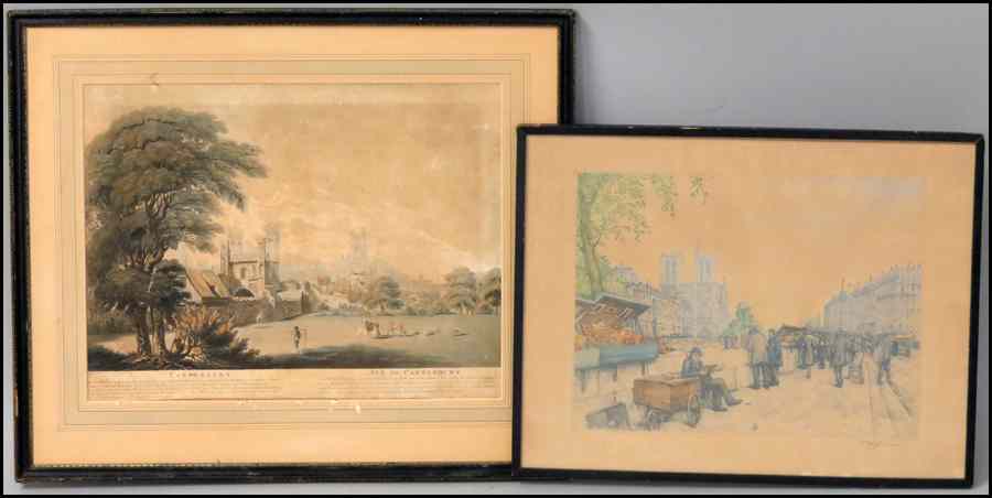 Appraisal: GROUP OF TWO FRAMED PRINTS T F Simon Booksellers Notre