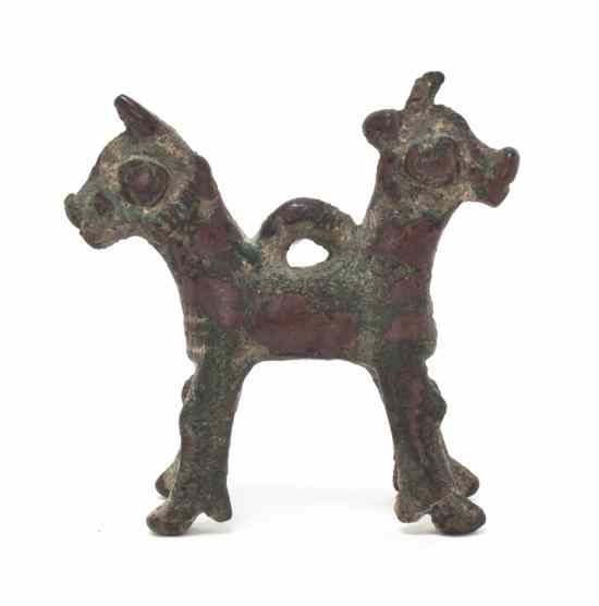 Appraisal: A Bronze Double Horse Figurine Luristan depicting two horses joined