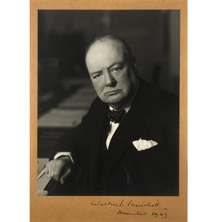 Appraisal: CHURCHILL WINSTON S Mounted photograph dated December and signed as