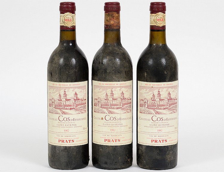 Appraisal: THREE VINTAGE FRENCH COS D'ESTOURNEL RED WINESProvenance Estate of Jan