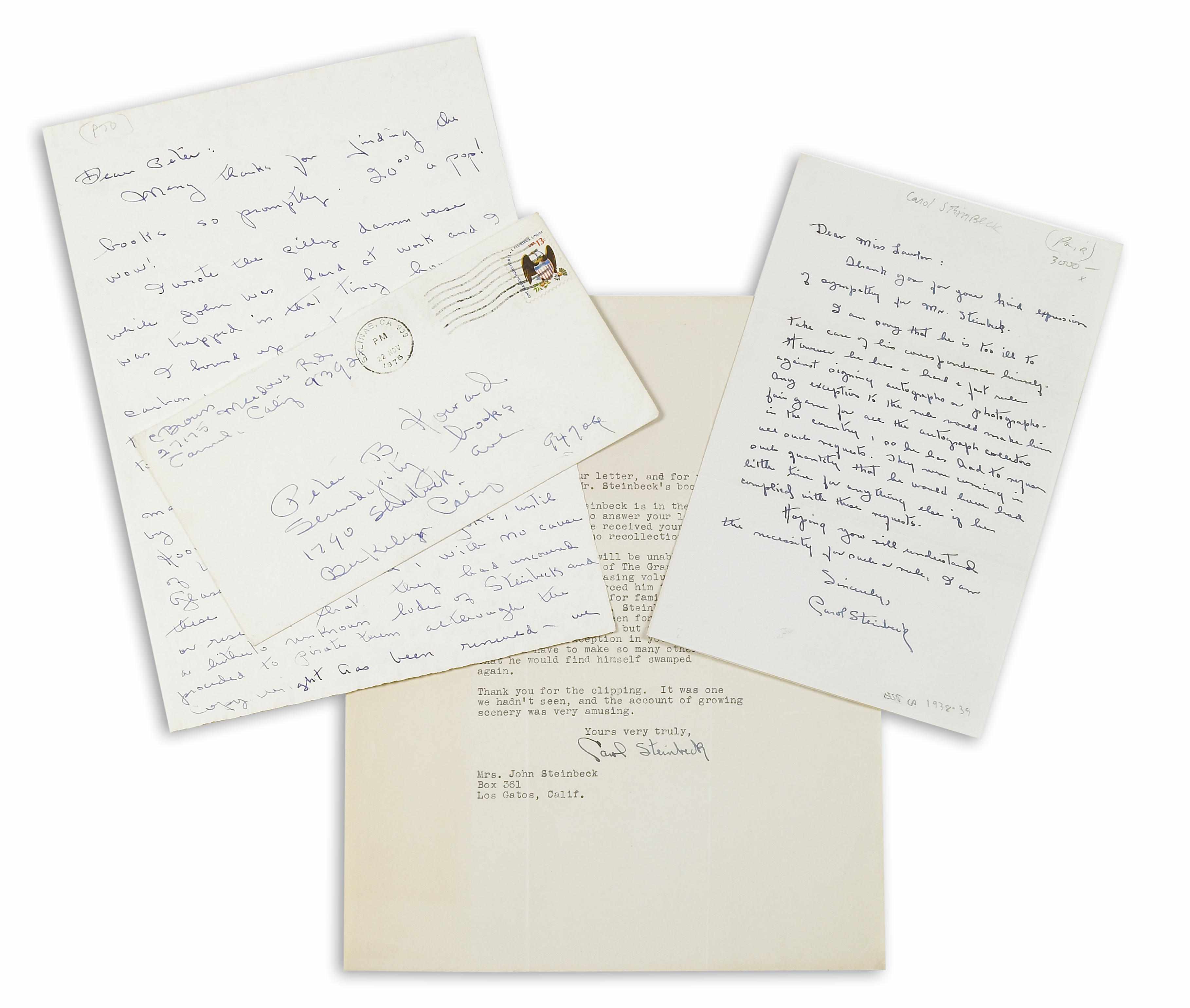 Appraisal: STEINBECK CAROL Autograph Letters Signed and Typed Letter Signed ''Carol