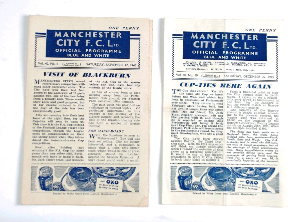 Appraisal: TWO MANCHESTER CITY PROGRAMMES FROM V BURNLEY AND BLACKBURN EST