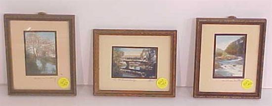 Appraisal: Three miniature hand-colored photos framed under glass one Charles Sawyer