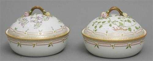 Appraisal: PAIR OF 'FLORA DANICA' BOWLS WITH LIDS Royal Copenhagen th