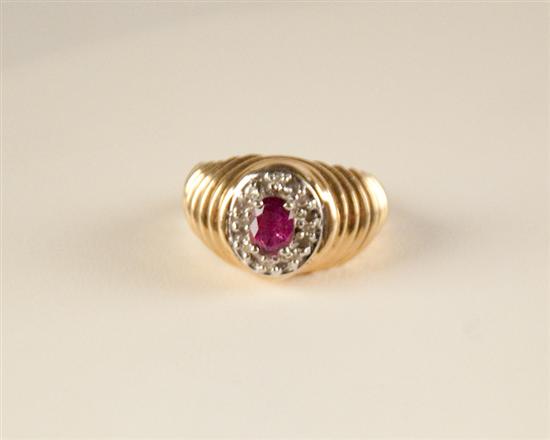 Appraisal: A Gold Ruby and Diamond Ring K tested yellow gold