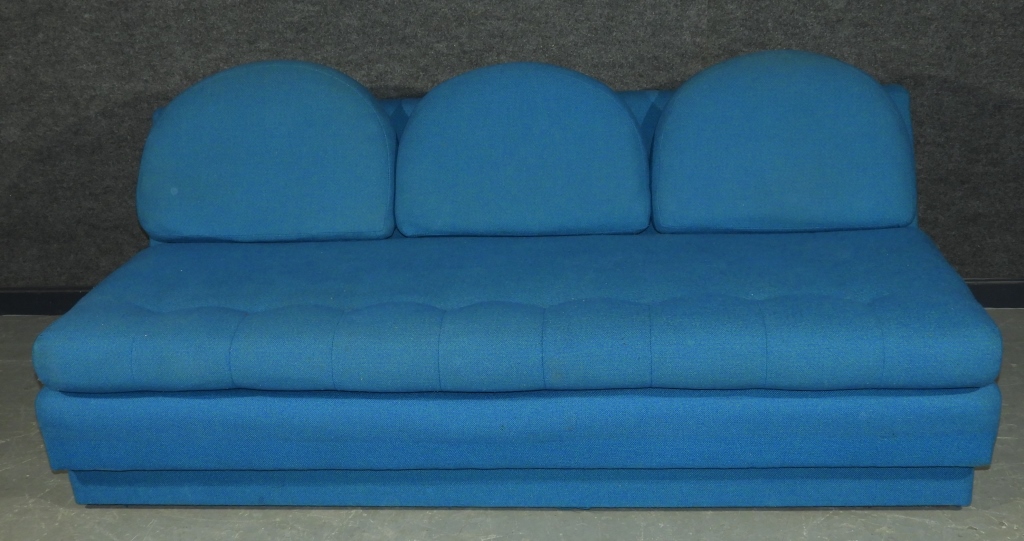 Appraisal: 'S MCM BLUE MODERN UPHOLSTERED COUCH SOFA United States Circa