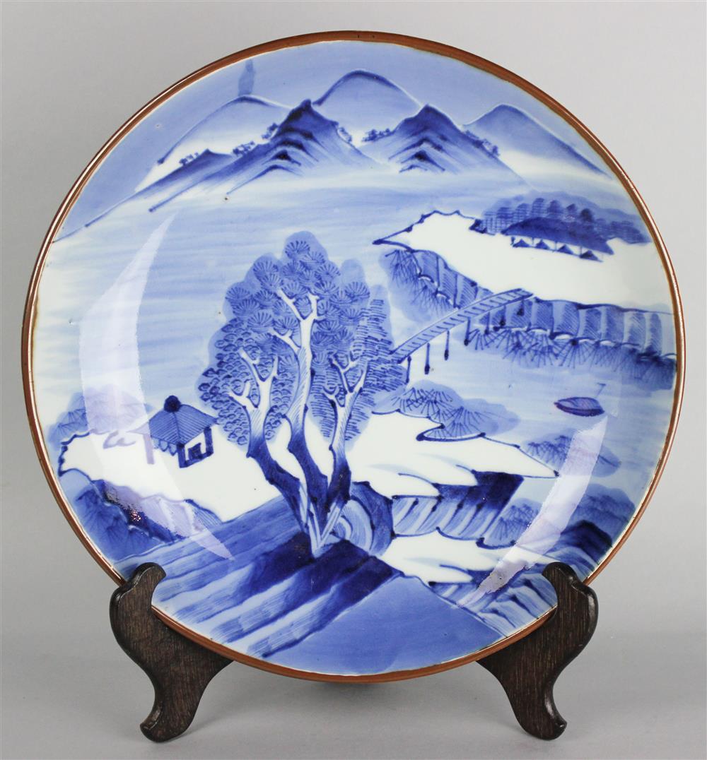 Appraisal: JAPANESE IMARI BLUE AND WHITE CHARGER LATE TH C with