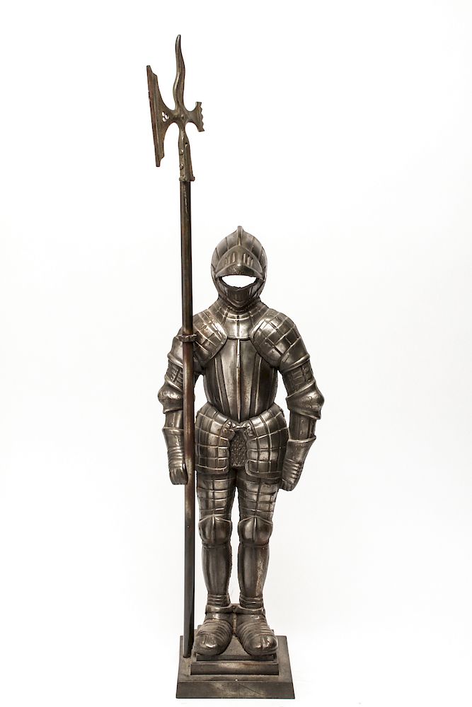 Appraisal: Nestor England Knight Fireside Metal Sculpture Nestor England knight in