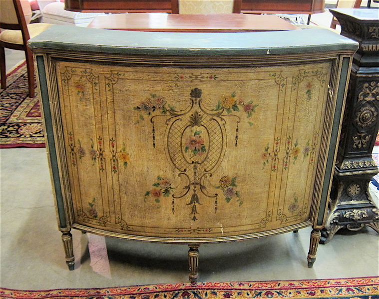 Appraisal: LOUIS XVI STYLE PAINTED DECORATED CONSOLE BOOKCASE Continental early th