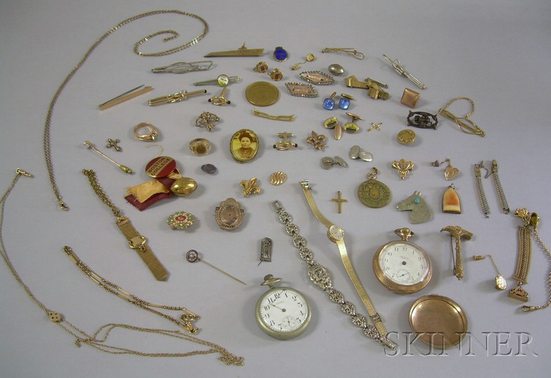 Appraisal: Group of Mostly Gentleman's Jewelry Items including a Waltham pocket