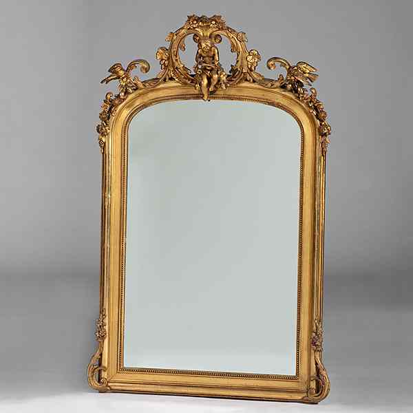 Appraisal: Rococo Revival Giltwood Mirror Probably French mid- th century An