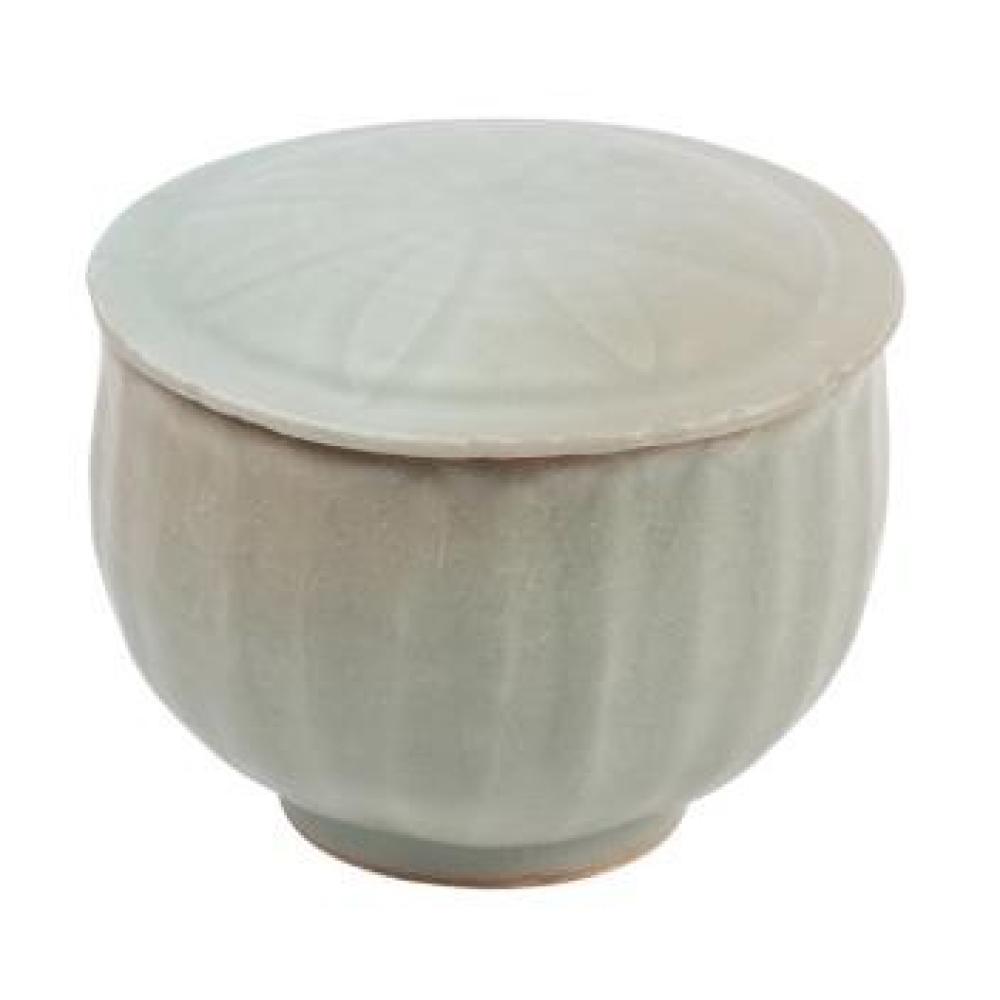 Appraisal: CHINESE LONGQUAN CELADON GLAZE LOTUS PETAL POTTERY COVERED BOWL JAR