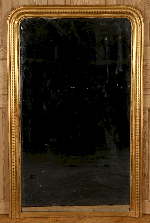 Appraisal: FRENCH TH C GILT WOOD LOUIS PHILIPPE MIRROR A large