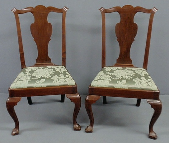 Appraisal: Pair of Queen Anne Philadelphia style mahogany side chairs with