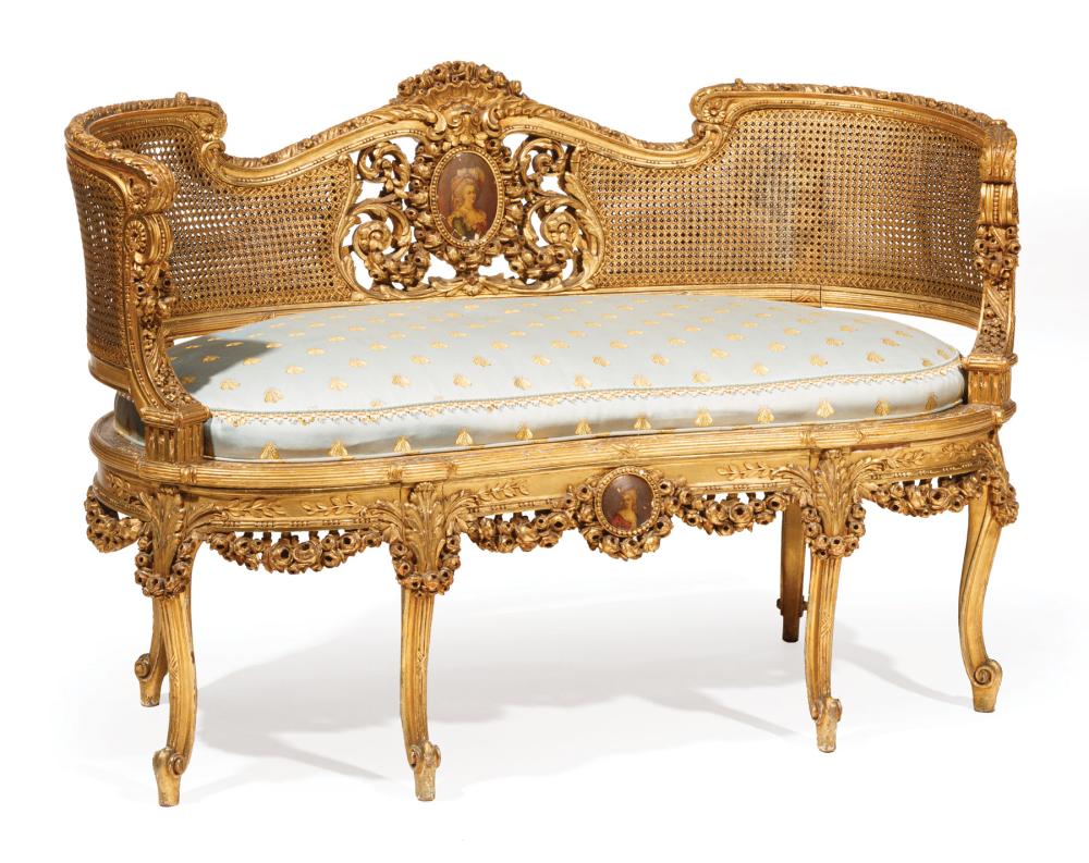 Appraisal: Giltwood and Cane Three-Piece Parlor Suite in the Belle Epoque