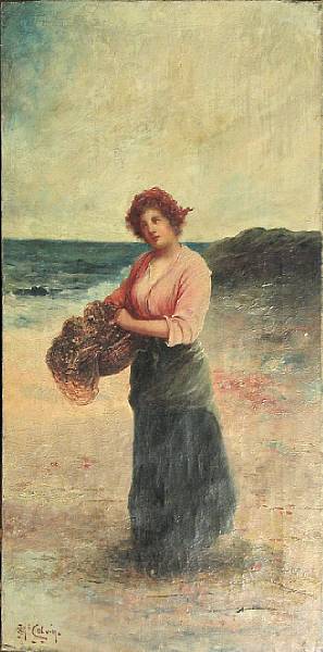 Appraisal: John McColvin British A fishergirl standing by the shore signed