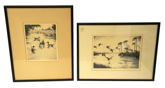 Appraisal: Hans Kleiber German-American - two limited edition duck-themed etchings Pintails