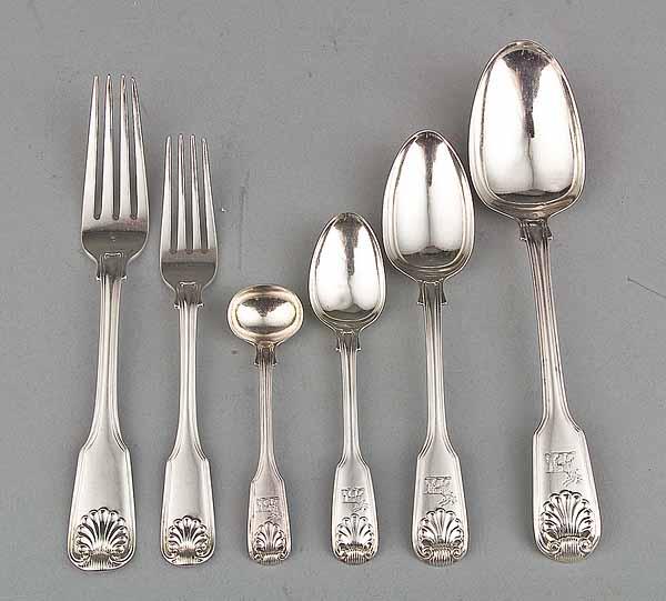 Appraisal: A William IV Sterling Silver Partial Flatware Service maker WE