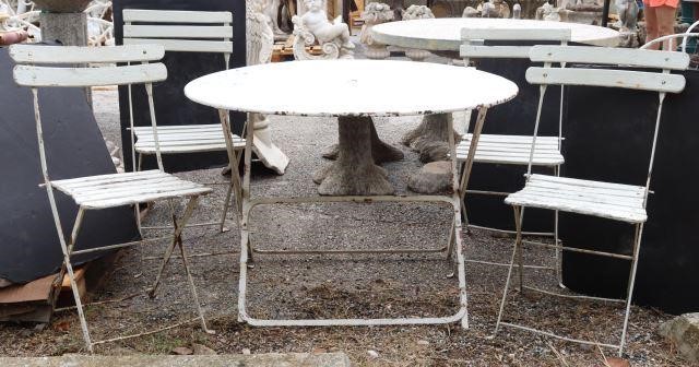 Appraisal: lot of French iron bistro set including white round top