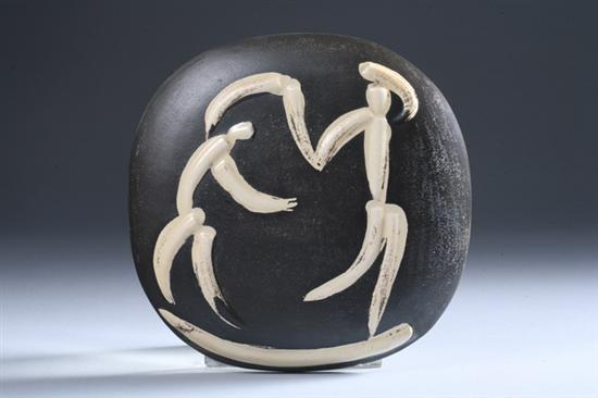 Appraisal: PABLO PICASSO Spanish - Danseurs Glazed ceramic plate reverse impressed