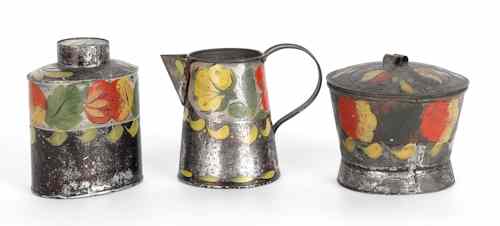 Appraisal: Three pieces of Pennsylvania toleware th c to include a