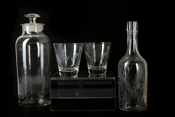 Appraisal: A collection of glass and crystal table decanters and articles