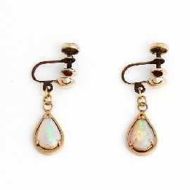 Appraisal: A pair of ct gold opal drop earrings with gold