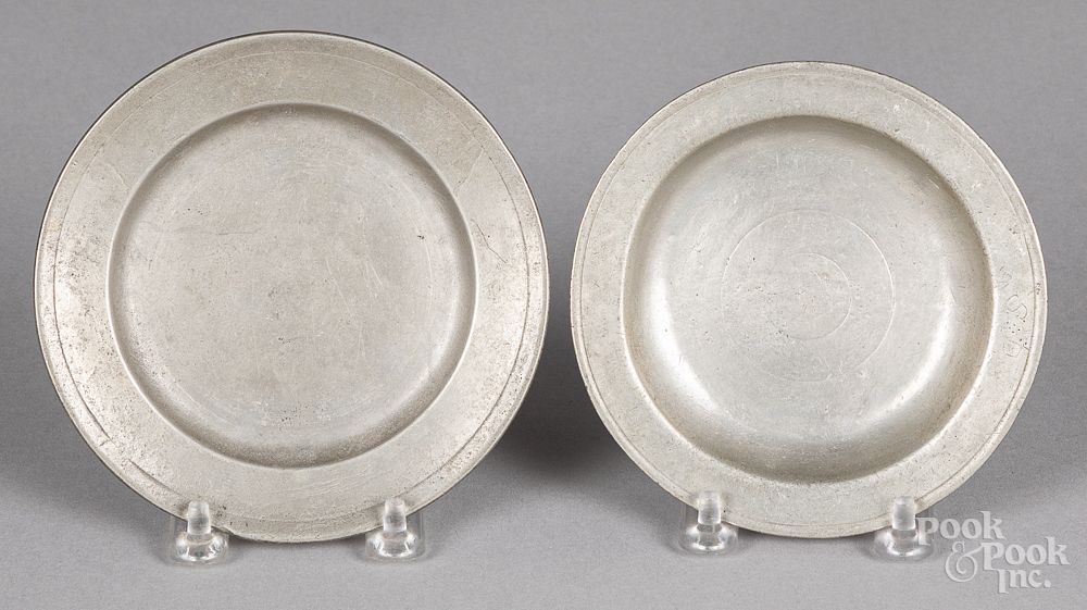 Appraisal: Small pewter deep dish and plate Small pewter deep dish