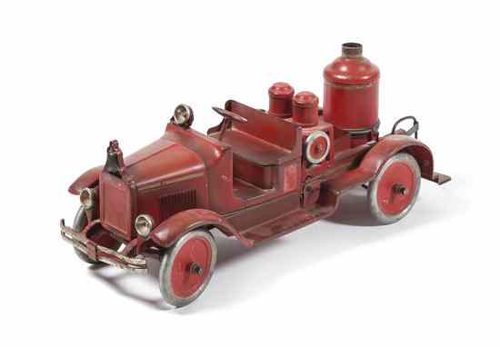 Appraisal: A Steam Driven Toy Fire Truck circa painted red with